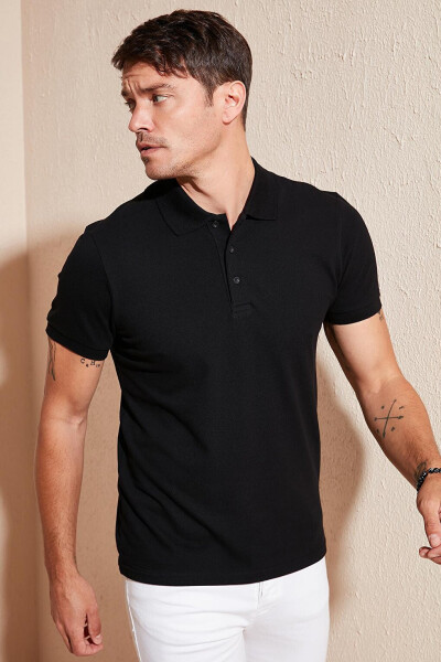 100% Paxta Tugmachali Oddiy Fit Polo Futbolka 5902127 - 17