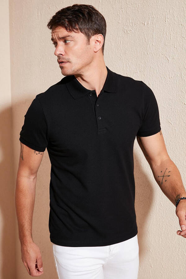 100% Paxta Tugmachali Oddiy Fit Polo Futbolka 5902127 - 17