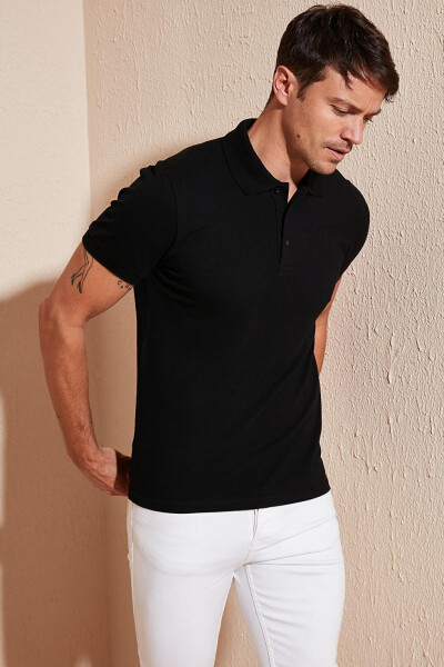 100% Paxta Tugmachali Oddiy Fit Polo Futbolka 5902127 - 18