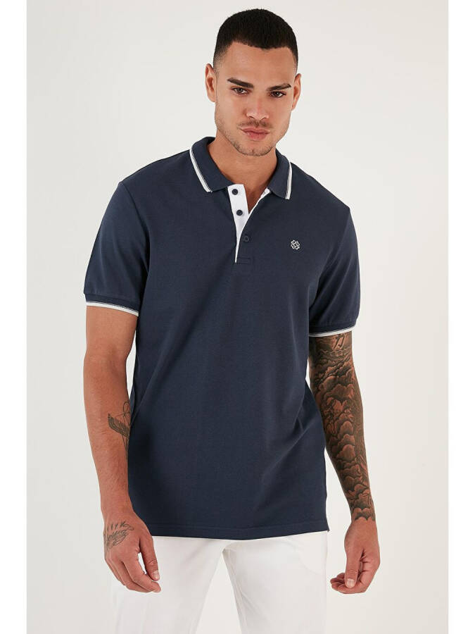 100% Paxta Tugmalari bilan Slim Fit Polo Ko'ylak 5902118 - 4