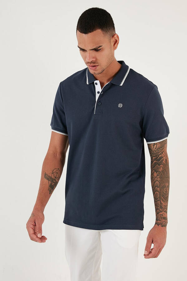 100% Paxta Tugmalari bilan Slim Fit Polo Ko'ylak 5902118 - 12