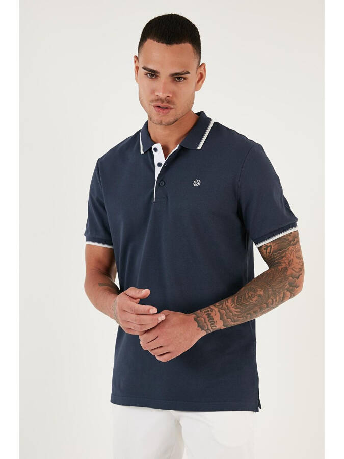 100% Paxta Tugmalari bilan Slim Fit Polo Ko'ylak 5902118 - 1