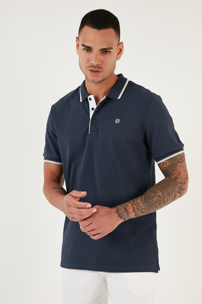 100% Paxta Tugmalari bilan Slim Fit Polo Ko'ylak 5902118 - 7