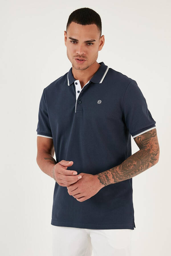100% Paxta Tugmalari bilan Slim Fit Polo Ko'ylak 5902118 - 7