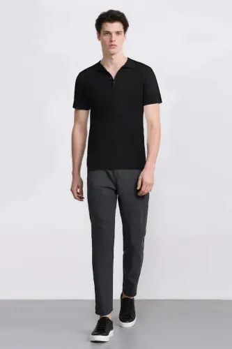 %100 Paxta Yozgi Bel Qismida Rezinkali Jogger Shim Slim Fit Tor Kesimli Toʻgʻri Poʻchali Choʻntakli D2671AX24AU-Kulrang 