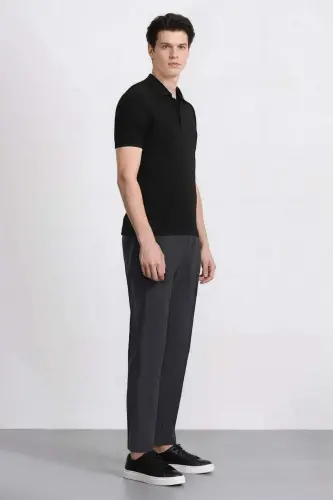 %100 Paxta Yozgi Bel Qismida Rezinkali Jogger Shim Slim Fit Tor Kesimli Toʻgʻri Poʻchali Choʻntakli D2671AX24AU-Kulrang - 3