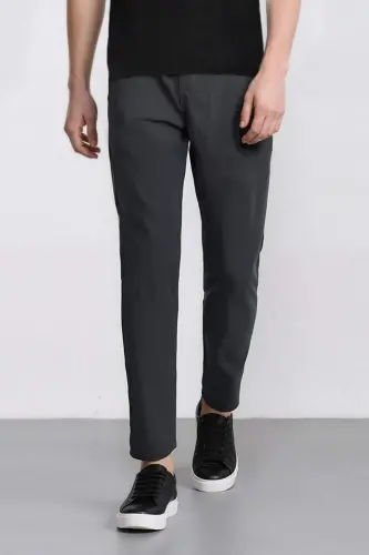 %100 Paxta Yozgi Bel Qismida Rezinkali Jogger Shim Slim Fit Tor Kesimli Toʻgʻri Poʻchali Choʻntakli D2671AX24AU-Kulrang - 6