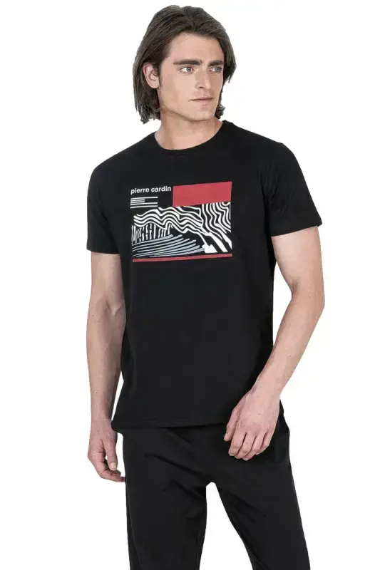 %100 Paxta Yozgi Erkaklar Pijama To'plami, Cho'ntakli-Qora - PIERRE CARDIN