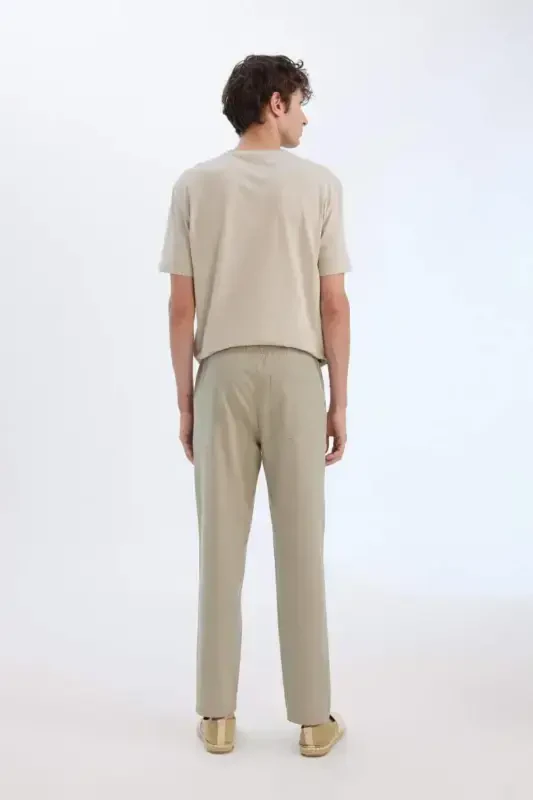 %100 Paxta Yozgi Jogger Shim Tor Beli Bog'ichli Rezinkali Cho'ntakli Z6475AZ24SP-Haki - 7