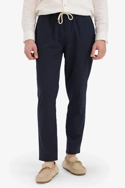 %100 Paxta Yozgi Jogger Shim Tor Koyok Beli Bog'ichli Rezinkali Cho'ntakli Z6475AZ24SP-Lojuvard - 5