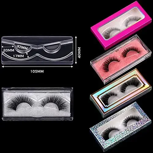 100 Piece Rectangle Lash Trays Holder Plastic Eyelash Trays for False Eyelash Packaging Box Eyelash Storage Case for Boutique Beauty Salons (Pink) - 2