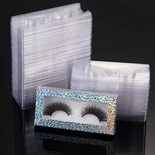 100 Piece Rectangle Lash Trays Holder Plastic Eyelash Trays for False Eyelash Packaging Box Eyelash Storage Case for Boutique Beauty Salons (Pink) - 3