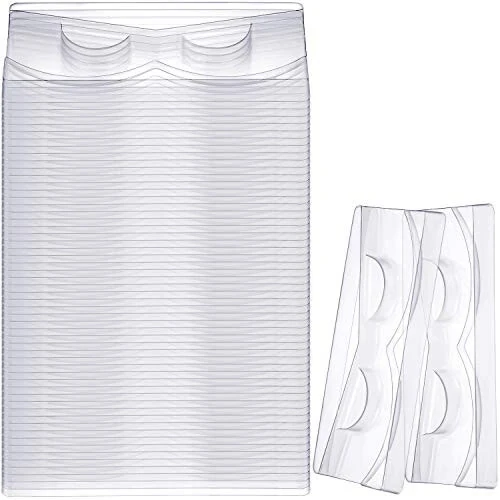 100 Piece Rectangle Lash Trays Holder Plastic Eyelash Trays for False Eyelash Packaging Box Eyelash Storage Case for Boutique Beauty Salons (Transparent) - Blulu