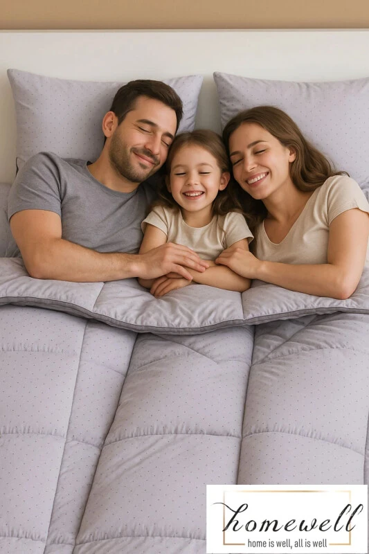 100% PURE BAMBOO HYPOALLERGENIC DOUBLE BED SLEEP SET GREY - HOMEWELL