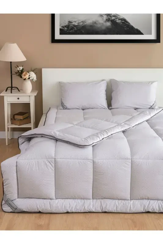 100% PURE BAMBOO HYPOALLERGENIC DOUBLE BED SLEEP SET GREY - 4