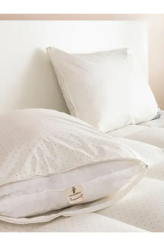 100% PURE BAMBOO HYPOALLERGENIC DOUBLE BED SLEEPING SET CREAM - 8