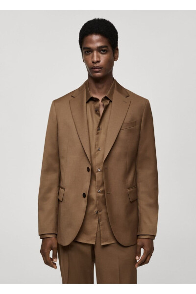 100% Raw Wool Slim-fit Blazer Jacket - MANGO MAN