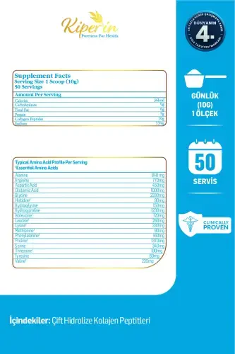 %100 Saf Ve Doğal Yüksek Biyoaktif Çift Hidrolize Kolajen Peptitler içeren Diyet Takviyesi(50günlük) - 2