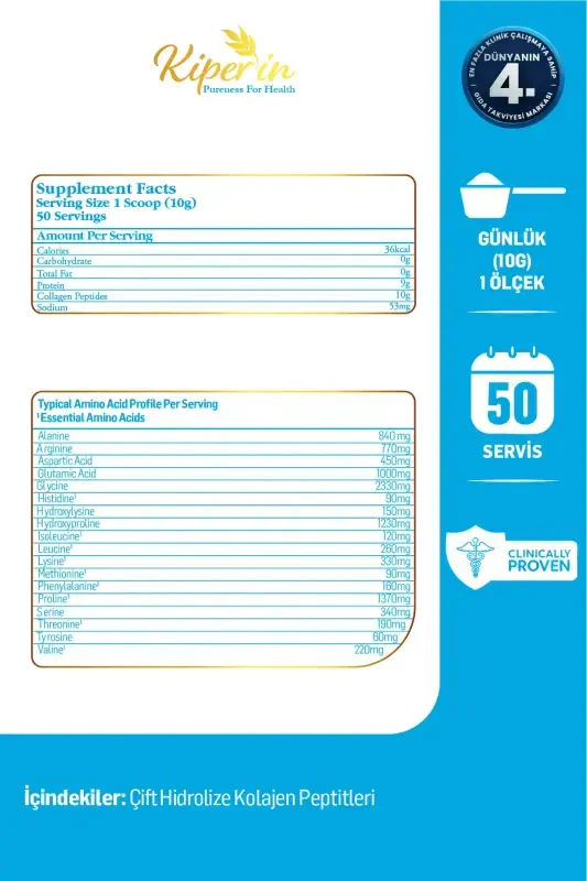 %100 Saf Ve Doğal Yüksek Biyoaktif Çift Hidrolize Kolajen Peptitler içeren Diyet Takviyesi(50günlük) - 2