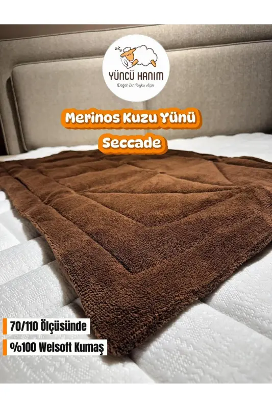 %100 Шерстяной Наполнитель, Кофейная Велсофтовая Поверхность 70 X 110 См Молитвенный Коврик-Коричневый - 3