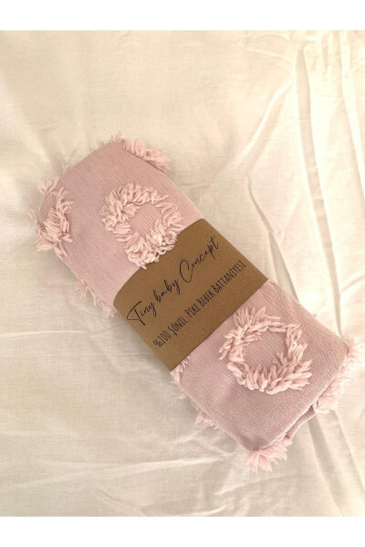 %100 Şönil Pike Ponponlu Özel Tasarım Kumaş Bebek Kundak Battaniyesi 100x100 Cm-kırıkbeyaz - 4