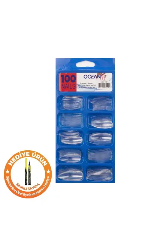 100 talikli qutidagi Stiletto protez tirnoqlari 122-Shaffof - 1