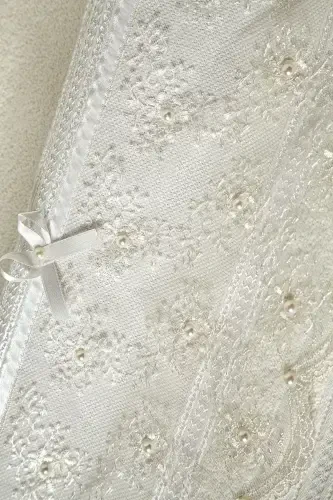 %100 Хлопковое, с бусинами и кружевом, набор из 6 полотенец 50x85 - кремовый - 4