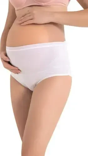 100% Хлопковые Трусы для беременных с завышенной талией Белые - 1