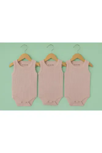 %100 Хлопок 3шт Боди для новорожденных с кнопками / Хлопковый детский комбинезон / Боди для новорожденных с кнопками / Органический-Розовый - KA-HA GIYIM (1)