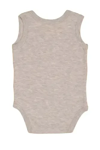 100% Хлопок 9 Месяцев Я Сидел Внутри Принт Ползунки и Боди-Серый - 3