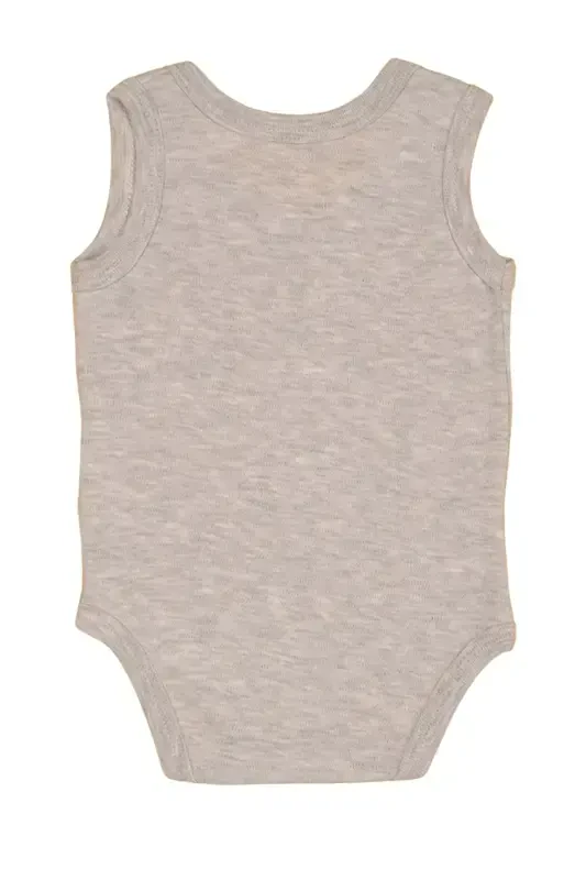 100% Хлопок 9 Месяцев Я Сидел Внутри Принт Ползунки и Боди-Серый - 3