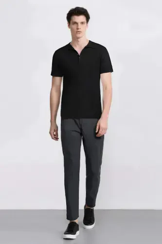 %100 Хлопок Летние Брюки Джоггеры с Эластичной Талией Slim Fit Узкий Крой Прямые Штанины С Карманами D2671AX24AU-Серый - 1
