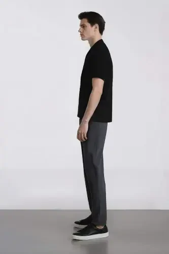 %100 Хлопок Летние Брюки Джоггеры с Эластичной Талией Slim Fit Узкий Крой Прямые Штанины С Карманами D2671AX24AU-Серый - 4