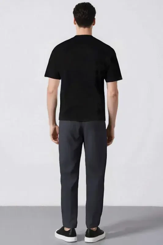 %100 Хлопок Летние Брюки Джоггеры с Эластичной Талией Slim Fit Узкий Крой Прямые Штанины С Карманами D2671AX24AU-Серый - 7