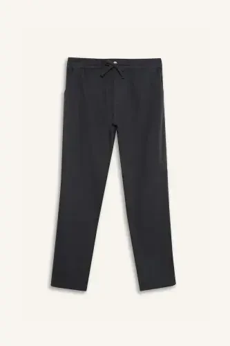 %100 Хлопок Летние Брюки Джоггеры с Эластичной Талией Slim Fit Узкий Крой Прямые Штанины С Карманами D2671AX24AU-Серый - 8