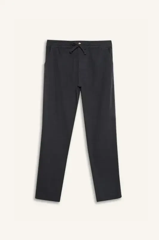 %100 Хлопок Летние Брюки Джоггеры с Эластичной Талией Slim Fit Узкий Крой Прямые Штанины С Карманами D2671AX24AU-Серый - 8