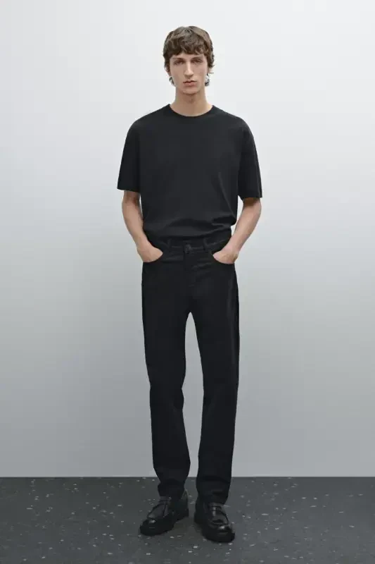 %100 хлопок, средней плотности футболка - ТЕМНО-СИНИЙ - MASSIMO DUTTI