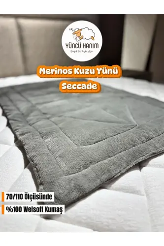 %100 Yün Dolgulu, Gri Renkli Welsoft Yüzey 70 X 110 Cm Ebat Seccade - Gri - 4