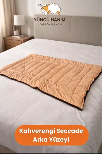 %100 Yün Dolgulu, Kahve Renkli Welsoft Yüzey 70 X 110 Cm Ebat Seccade - Kahverengi - 4