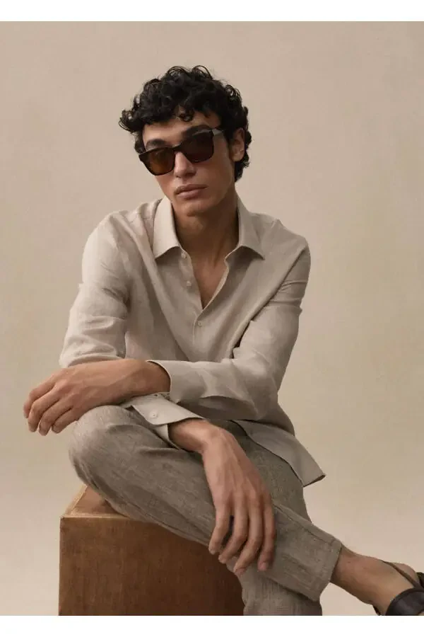 100% zigʻir mato Glen koʻrinishidagi shim - 5