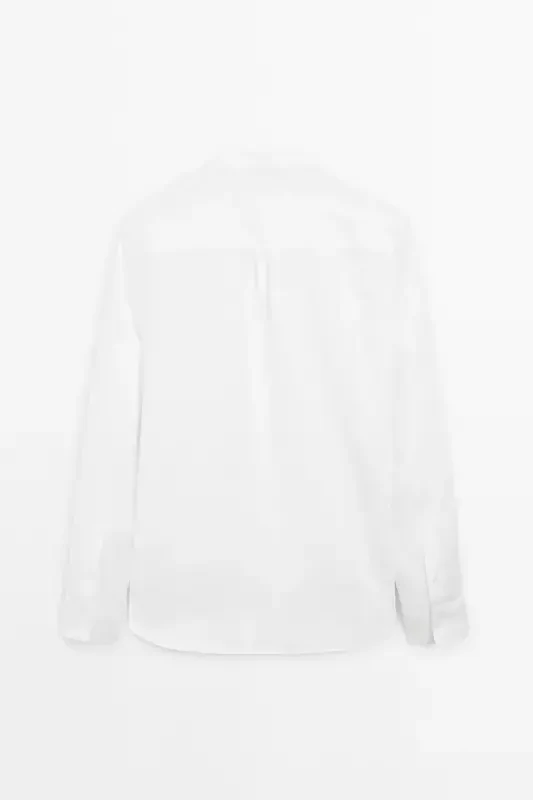 %100 zig'ir regular fit hakim yoqa ko'ylak-Oq - 8