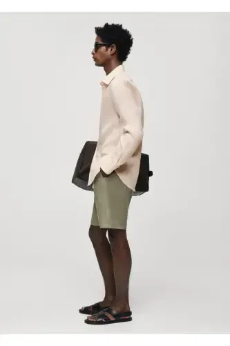 %100 Zig'ir Regular Kesim Ko'ylak - Pushti-to'q sariq - 7