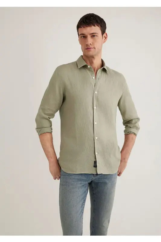 %100 zig'ir slim fit erkaklar ko'ylagi - 4