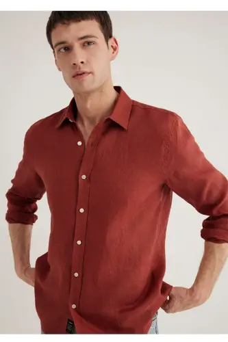%100 zig'ir slim fit erkaklar ko'ylagi - MAVI (1)