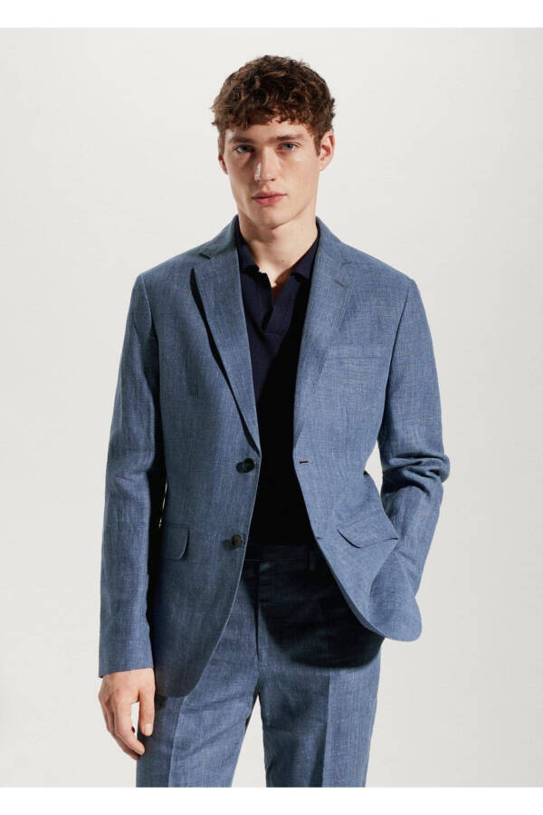 100% zigʻir Slim Fit Kumaş Blazer Koʻylagi - 1