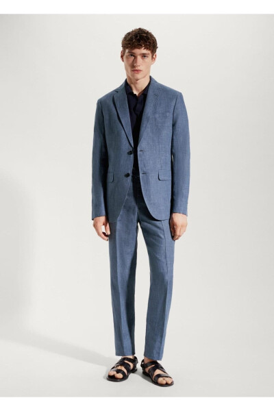 100% zigʻir Slim Fit Kumaş Blazer Koʻylagi - MANGO MAN (1)