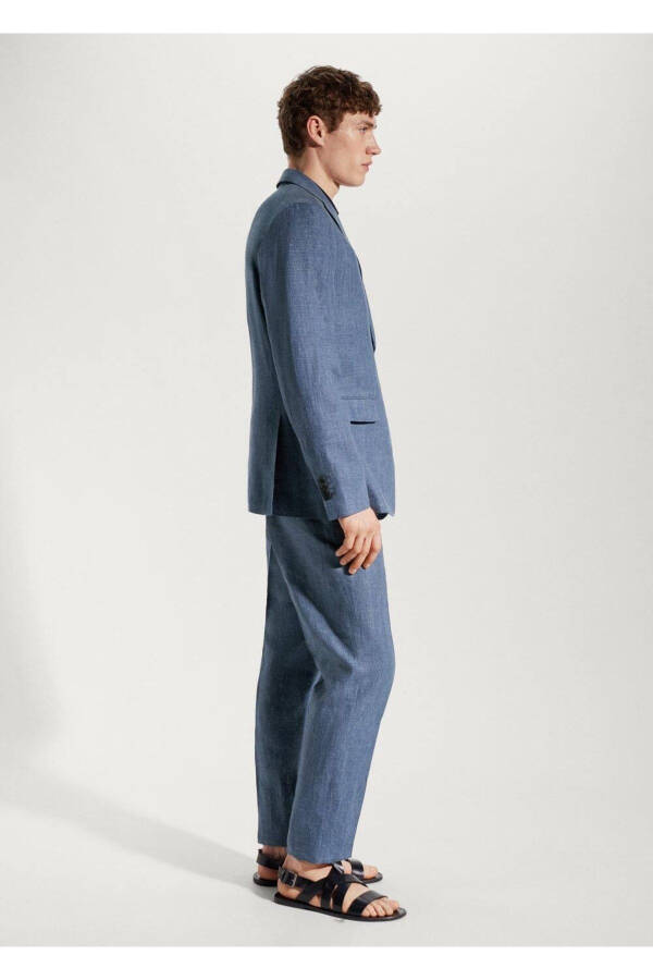 100% zigʻir Slim Fit Kumaş Blazer Koʻylagi - 5