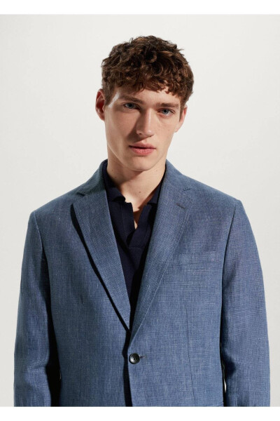 100% zigʻir Slim Fit Kumaş Blazer Koʻylagi - 8