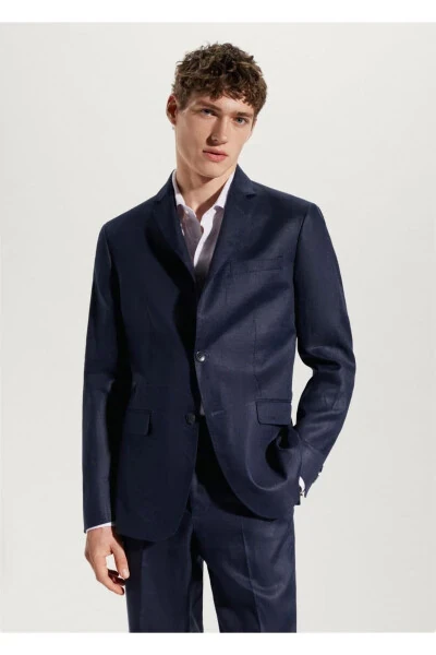 100% Zig'ir Slim Fit matoli Blazer ko'ylagi - MANGO MAN