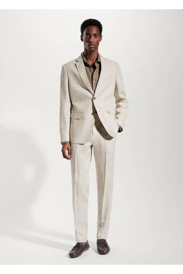 100% zig'ir yupqa kesim teksturali blazer pidjak - 2